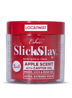 Esha Slick N Slay Braiding Gel - 3-in-1 Ultra Extreme Hold Hydrating Conditioning Shining Gel for Hair - Fast Dry Locking Gel for Locs, Twists, Braids (Apple, 17 Oz.)