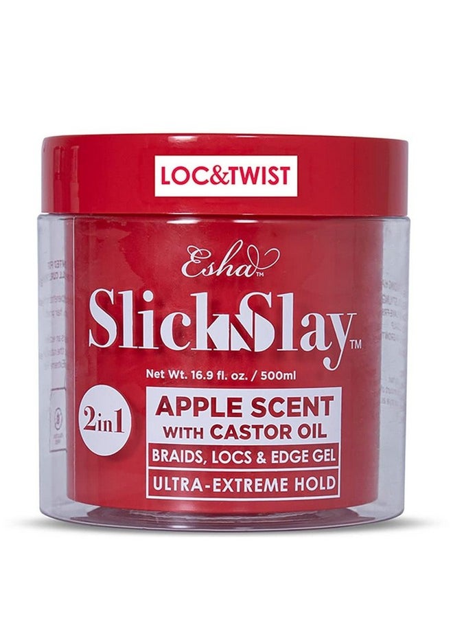 ESHA - Esha Slick N Slay Braiding Gel - 3-in-1 Ultra Extreme Hold Hydrating Conditioning Shining Gel for Hair - Fast Dry Locking Gel for Locs, Twists, Braids (Apple, 17 Oz.) - Image 1