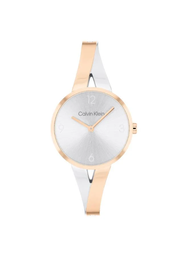 Calvin Klein Two Hand Quartz Movement Watch for Women JOYFUL Collection with Two-Tone Stainless Steel Bangle Bracelet - 25100028