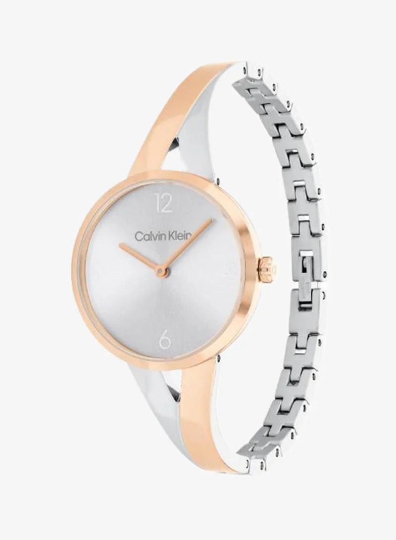 Calvin Klein  2-Hand Joyful Collection Quartz Movement Watch For Women With Two-Tone Stainless Steel Bangle Bracelet - 25100028 for Women | Best Price UAE