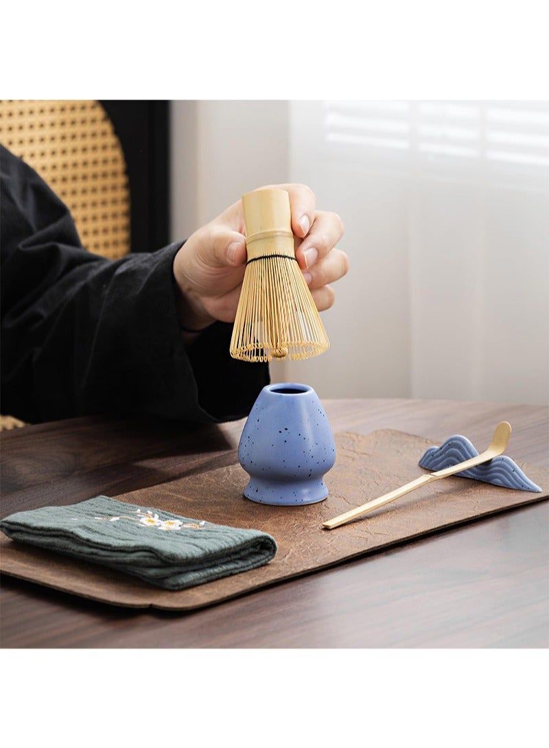 Aikanbo 7Pcs Matcha Tea Set，Matcha Kit with Matcha Bowl (with Pouring Spout)，Matcha Whisk，Whisk Holder，Strainer - Elegant Matcha Set for Gifting and Personal Use，Gift Box Packaging (Blue) - Image 5