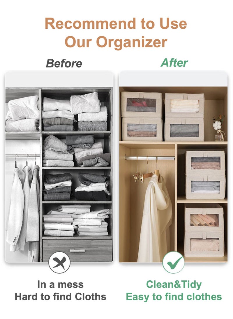 JOYYE 3pc Foldable Stackable Closet Storage Organizer with Clear Cover and Window, Washable Closet Storage Boxes with Pull-out Handles, Cube Storage Bin for Closet Wardrobe Home Bedroom Office - Image 2