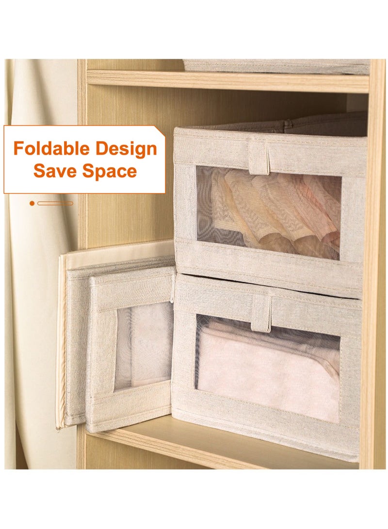 JOYYE 3pc Foldable Stackable Closet Storage Organizer with Clear Cover and Window, Washable Closet Storage Boxes with Pull-out Handles, Cube Storage Bin for Closet Wardrobe Home Bedroom Office - Image 5
