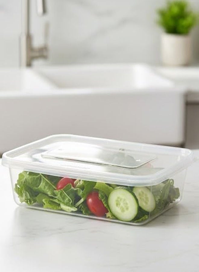 FLO Disposable Rectangle Microwave Food Containers with Lid, White Base, 1000ml Pack of 5x4 - Image 3