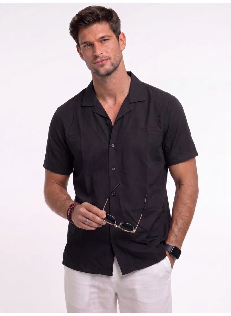 Levantino Men’s Solid Short Sleeve Resort Collar Shirt