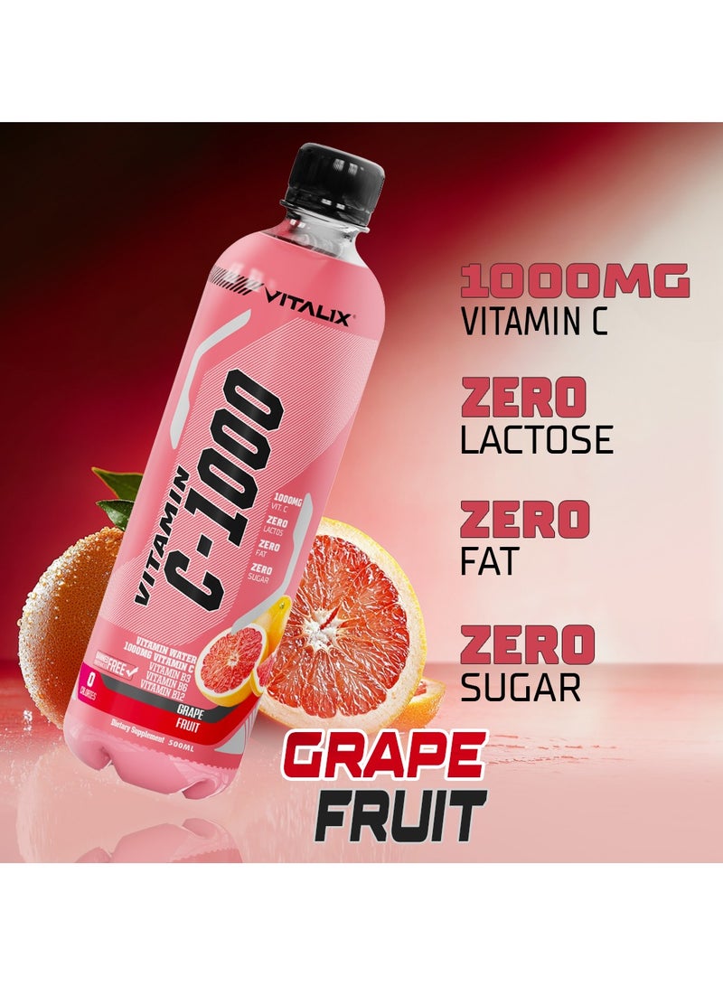 فيتاليكس فيتامين C-1000 بنكهة الجريب فروت – يحتوي على 1000 ملجم من فيتامين C، خالٍ من اللاكتوز، خالٍ من الدهون، خالٍ من السكر، خالٍ من السعرات الحرارية، مدعم بفيتامينات B، عبوة 500 مل (12 قطعة) - Image 5