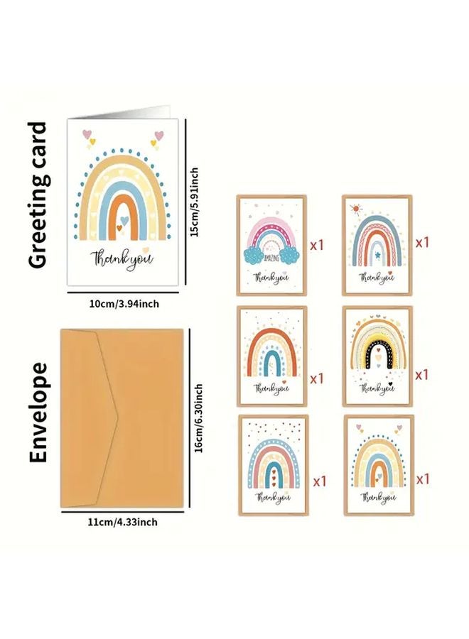 ١٢ بطاقة شكر قوس قزح مع مغلفات - ٦ تصاميم فريدة لجميع المناسبات - Image 3