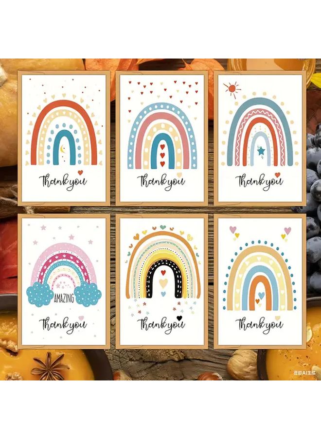 ١٢ بطاقة شكر قوس قزح مع مغلفات - ٦ تصاميم فريدة لجميع المناسبات - Image 2