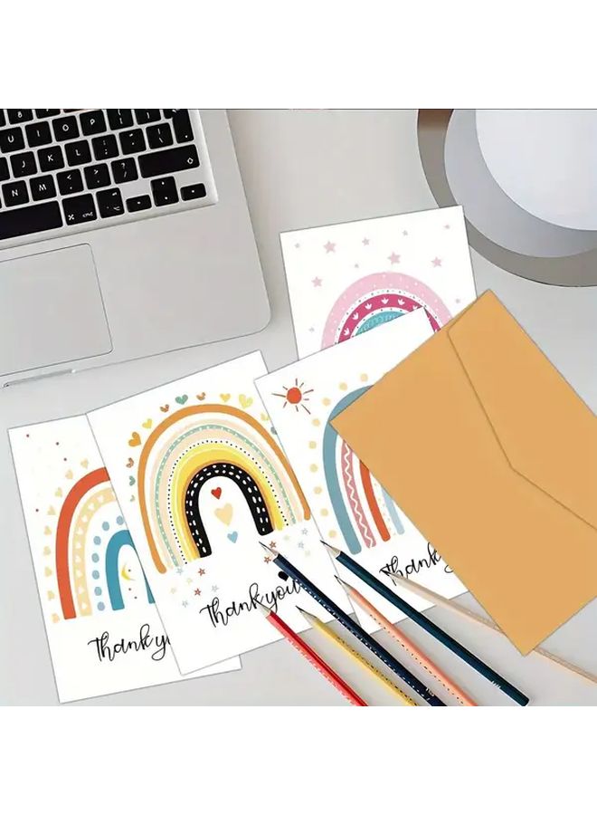 ١٢ بطاقة شكر قوس قزح مع مغلفات - ٦ تصاميم فريدة لجميع المناسبات - Image 5