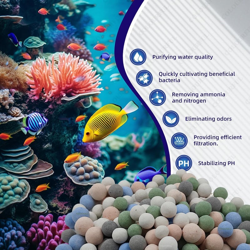 colourful - Aquarium Filter Media | Improved Water Quality and Healthy Fish Tanks (450g, Ceramic Colour Balls) - Image 3