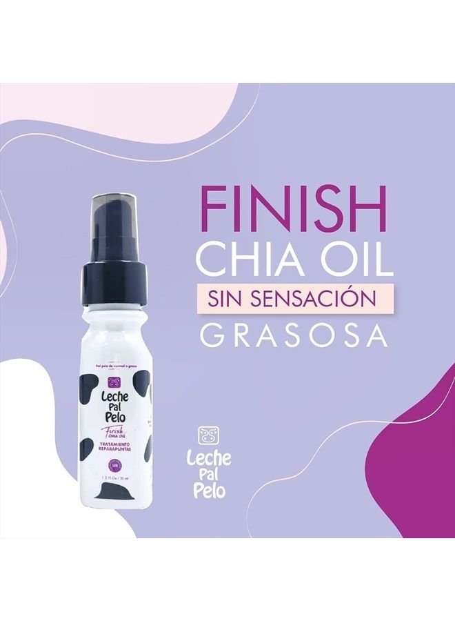 Leche Pal Pelo Finish Chia Oil Treatment: Heat Protection, Split End Repair, Frizz Control, and Shine in a Lightweight Formula with Omega 3, Abyssinia, and Pro-V B-5 (1.2 fl.oz./ 35 ml)  - Image 4