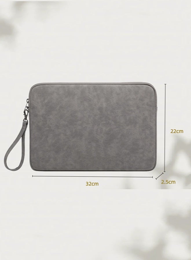 Taikesen 13-Inch Laptop Sleeve, Laptop Protective Case Cover with Metal Zippers and Thickened Villus, Shockproof PU Leather Computer Bag, Tablet IPAD Case Compatible with MacBook Air/Pro - Grey - Image 2