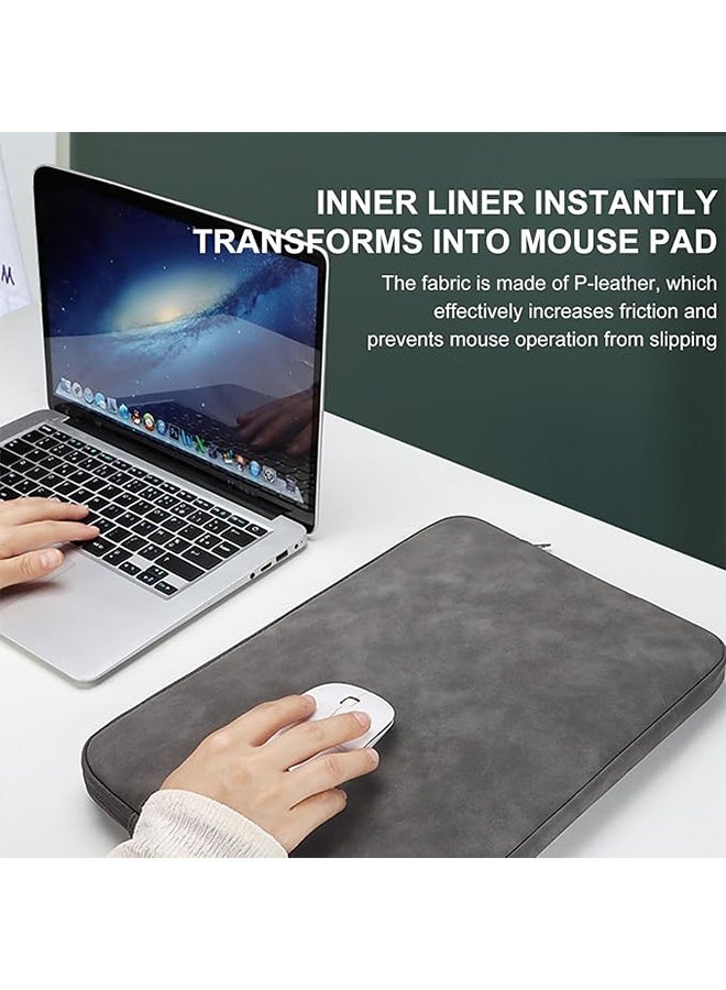 Taikesen 13-Inch Laptop Sleeve, Laptop Protective Case Cover with Metal Zippers and Thickened Villus, Shockproof PU Leather Computer Bag, Tablet IPAD Case Compatible with MacBook Air/Pro - Grey - Image 4