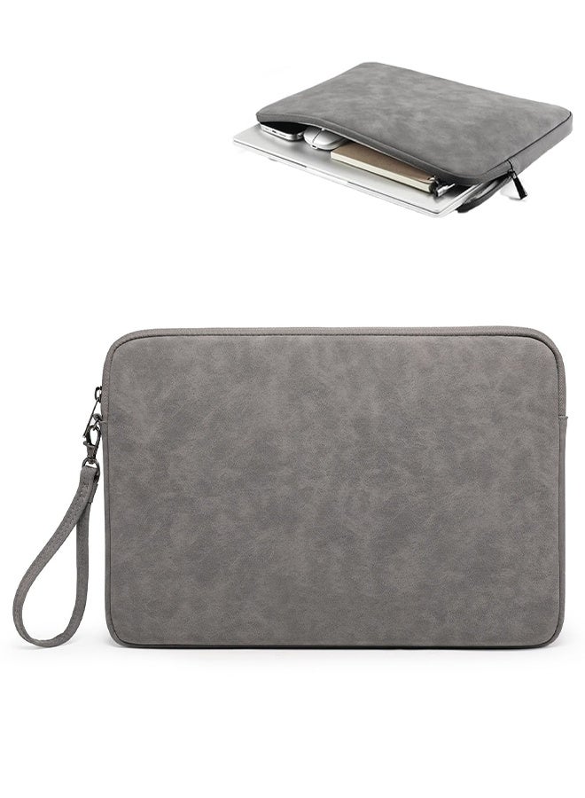Taikesen 13-Inch Laptop Sleeve, Laptop Protective Case Cover with Metal Zippers and Thickened Villus, Shockproof PU Leather Computer Bag, Tablet IPAD Case Compatible with MacBook Air/Pro - Grey