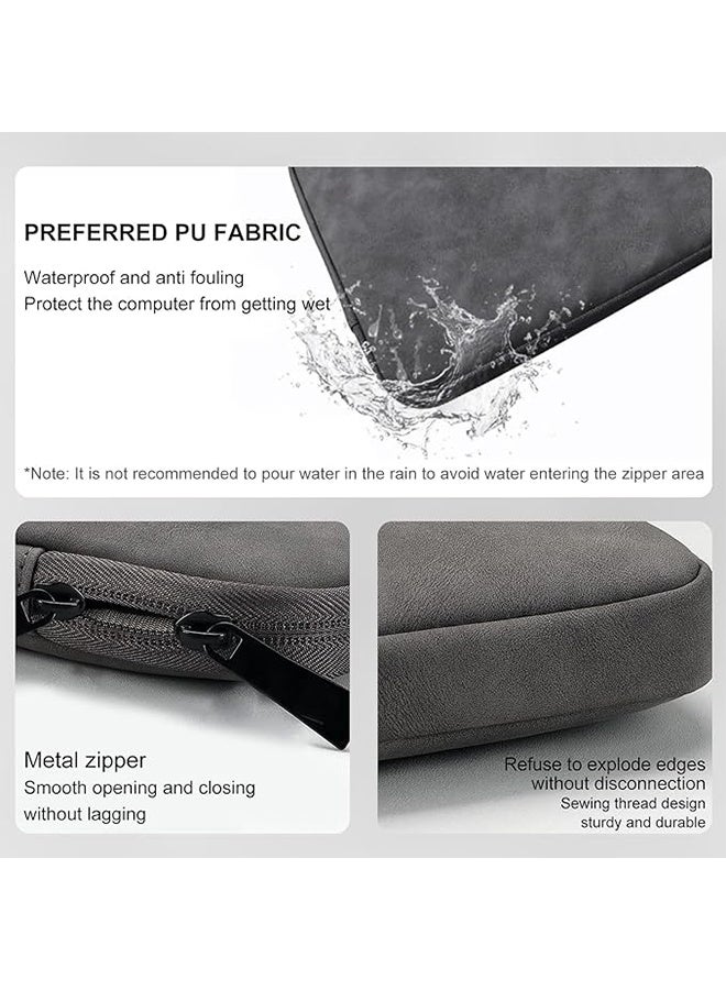 Taikesen 13-Inch Laptop Sleeve, Laptop Protective Case Cover with Metal Zippers and Thickened Villus, Shockproof PU Leather Computer Bag, Tablet IPAD Case Compatible with MacBook Air/Pro - Grey - Image 3