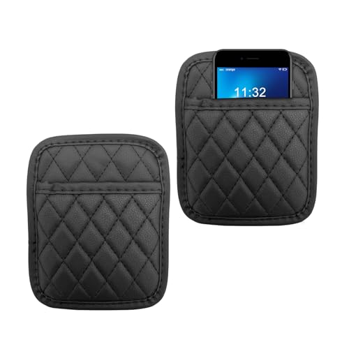 Sylvil 2PCS Car Side Pocket Organizer, Leather Auto Seat Storage Bag for Cell Phone Sunglasses, Waterproof Document Holder Tray Pouch for Vehicle Seat Gap Filler, Car Accessories (Small) - Image 1
