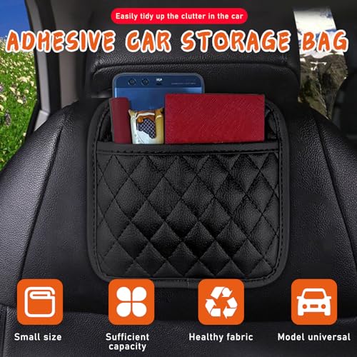 Sylvil 2PCS Car Side Pocket Organizer, Leather Auto Seat Storage Bag for Cell Phone Sunglasses, Waterproof Document Holder Tray Pouch for Vehicle Seat Gap Filler, Car Accessories (Small) - Image 4