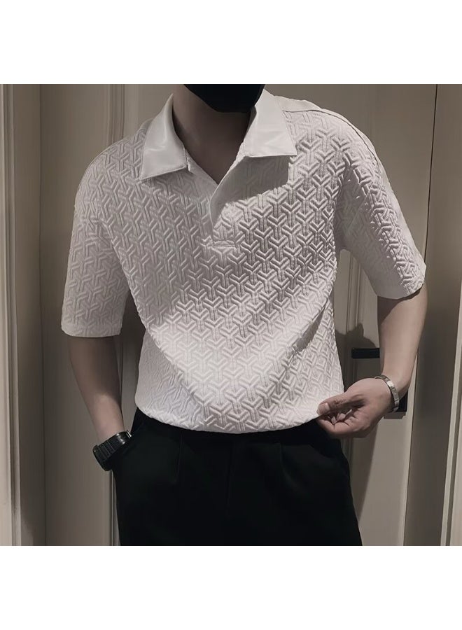 KUYING New Men's Loose High End Half Sleeve Polo Shirt