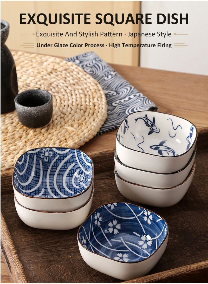 موندا 6 قطع من أطباق الحلوى، أوعية غمس خزفية، مجموعة أطباق صلصة خزفية يابانية عتيقة، طبق تقديم مقبلات للحفلات، وعاء حلوى، أوعية رقائق البطاطس، أدوات طعام - Image 2