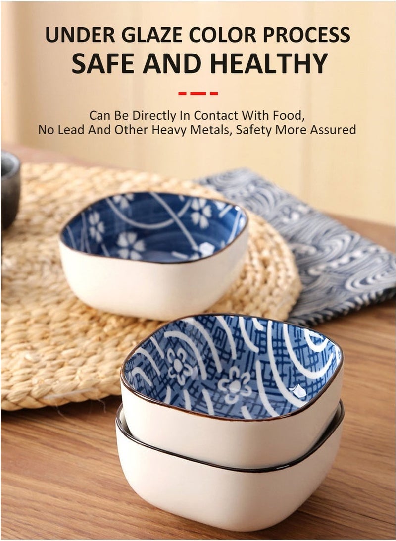 موندا 6 قطع من أطباق الحلوى، أوعية غمس خزفية، مجموعة أطباق صلصة خزفية يابانية عتيقة، طبق تقديم مقبلات للحفلات، وعاء حلوى، أوعية رقائق البطاطس، أدوات طعام - Image 3