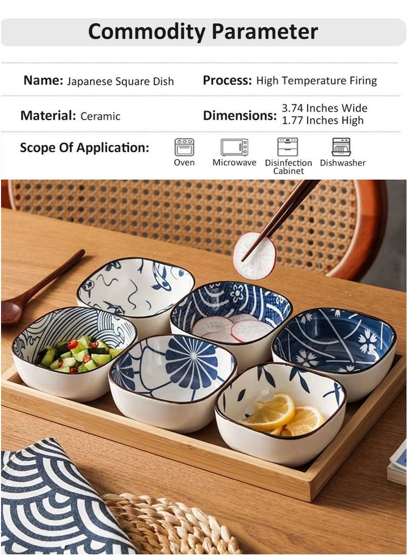 موندا 6 قطع من أطباق الحلوى، أوعية غمس خزفية، مجموعة أطباق صلصة خزفية يابانية عتيقة، طبق تقديم مقبلات للحفلات، وعاء حلوى، أوعية رقائق البطاطس، أدوات طعام - Image 5