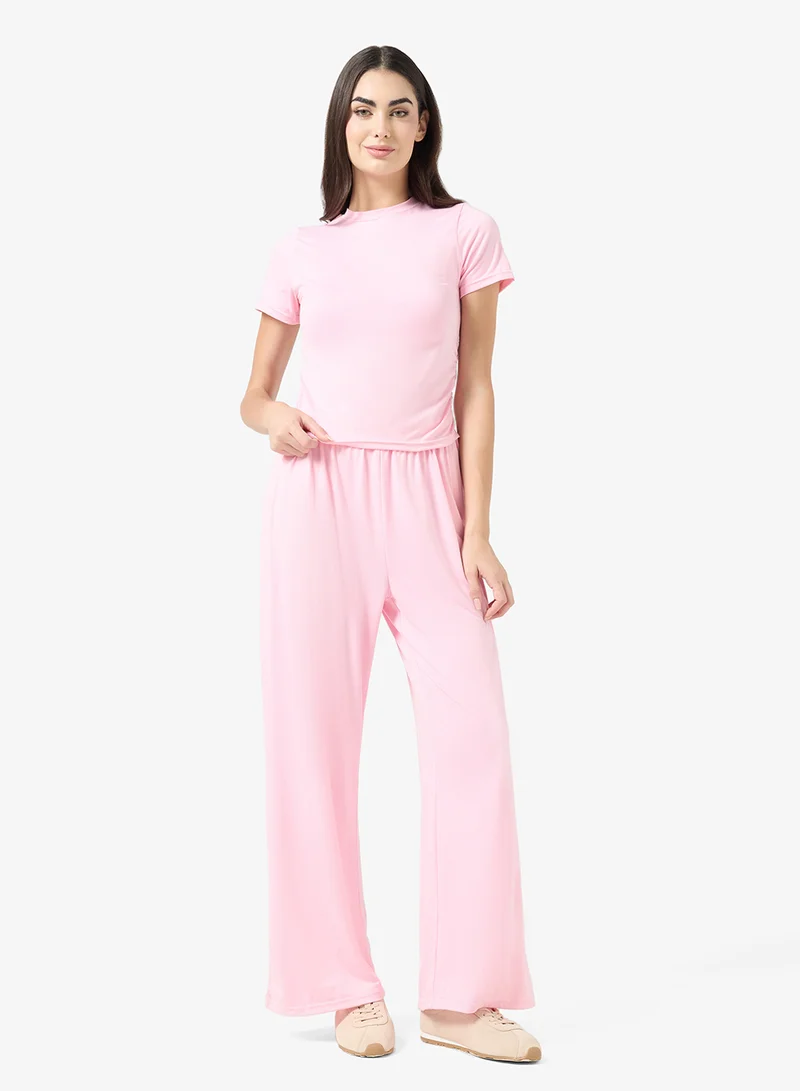 Ginger Basics Soft Comfy Ruched Top & Straight Fit Pant Lounge Set