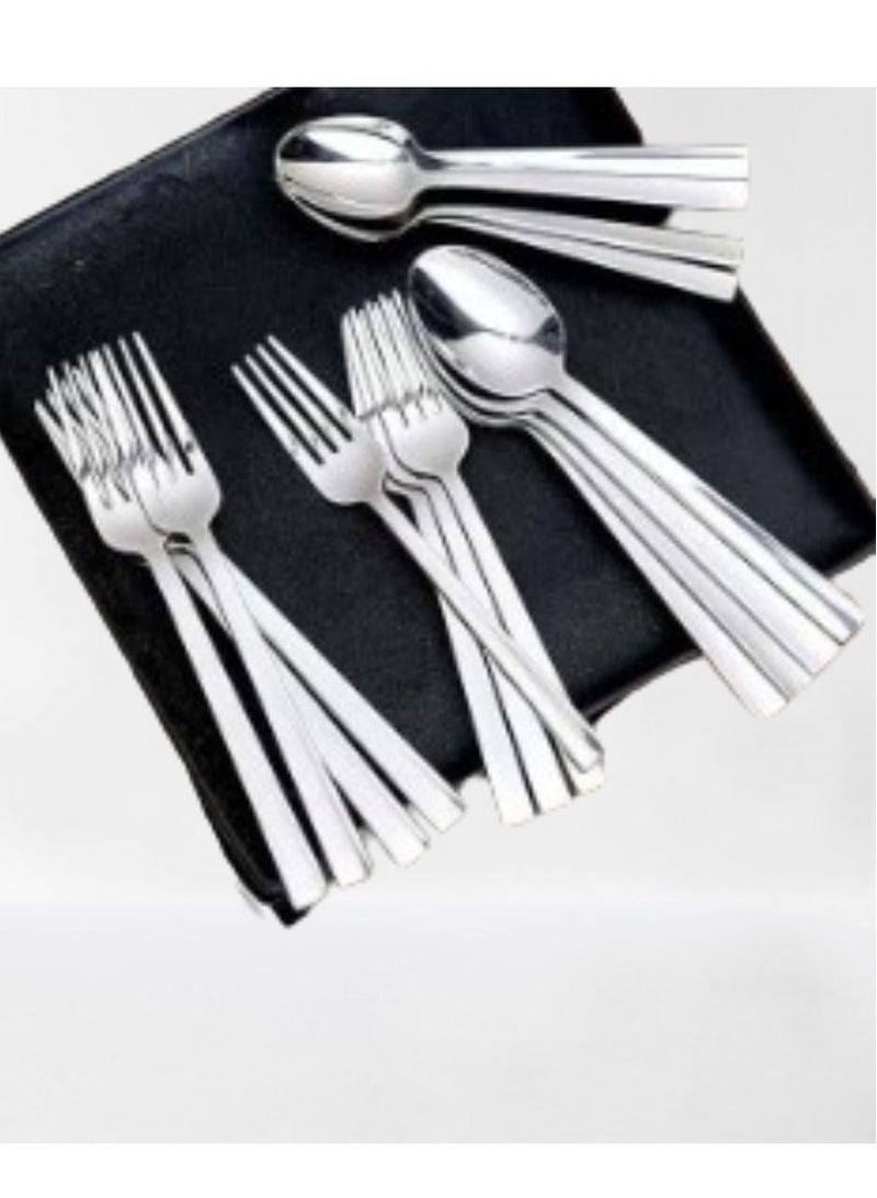 مجموعة أدوات فضية مصقولة مكونة من 24 قطعة، مجموعة أدوات مسطحة لـ 4 أشخاص، تتضمن السكاكين والشوك والملاعق والفولاذ المقاوم للصدأ للمنزل والمطبخ والمطاعم وآمنة للاستخدام في غسالة الأطباق - Image 3