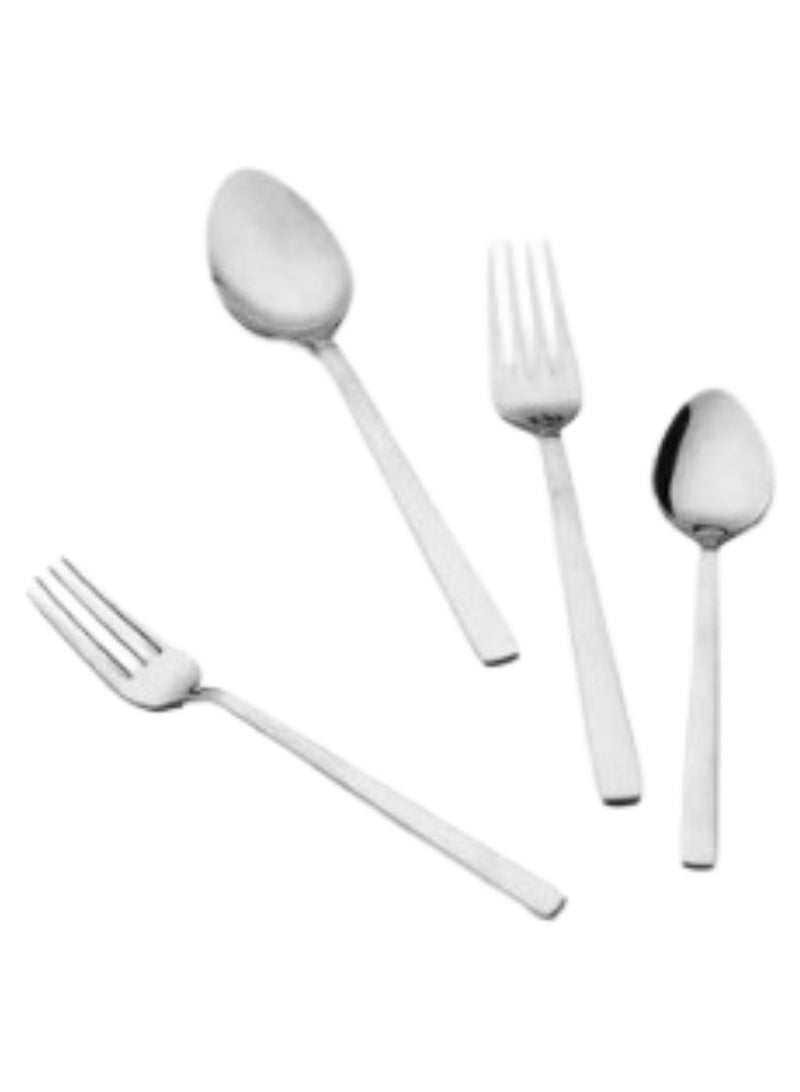 مجموعة أدوات فضية مصقولة مكونة من 24 قطعة، مجموعة أدوات مسطحة لـ 4 أشخاص، تتضمن السكاكين والشوك والملاعق والفولاذ المقاوم للصدأ للمنزل والمطبخ والمطاعم وآمنة للاستخدام في غسالة الأطباق - Image 2