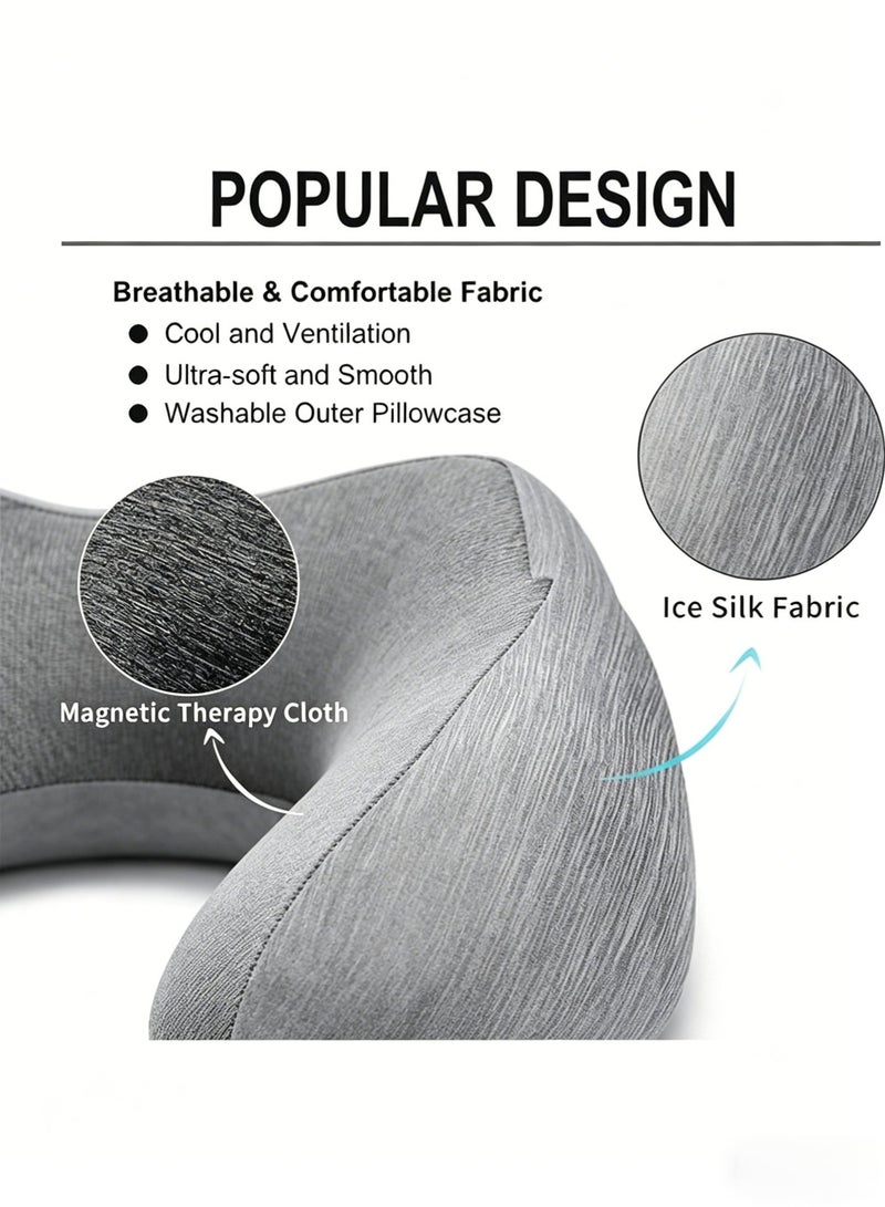 100% Memory Foam U Shape Travel Pillow, 360° Neck & Head Support Pillow, Portable Soft Breathable Travel Kit with 3D Eye Masks, Earplugs and Storage Bag for Airplane, Car, Office and Home - Image 3