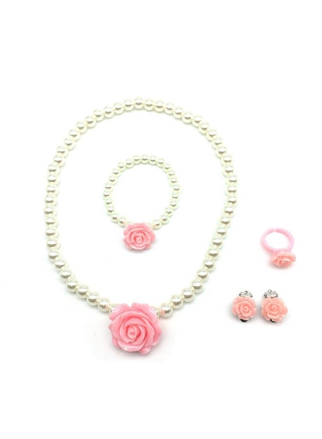 Elesa Miracle Girl Party Favor Pretend Play Princess Rose Pearl Jewelry Value Set - Necklace, Bracelet, Earrings, Ring  - Image 3