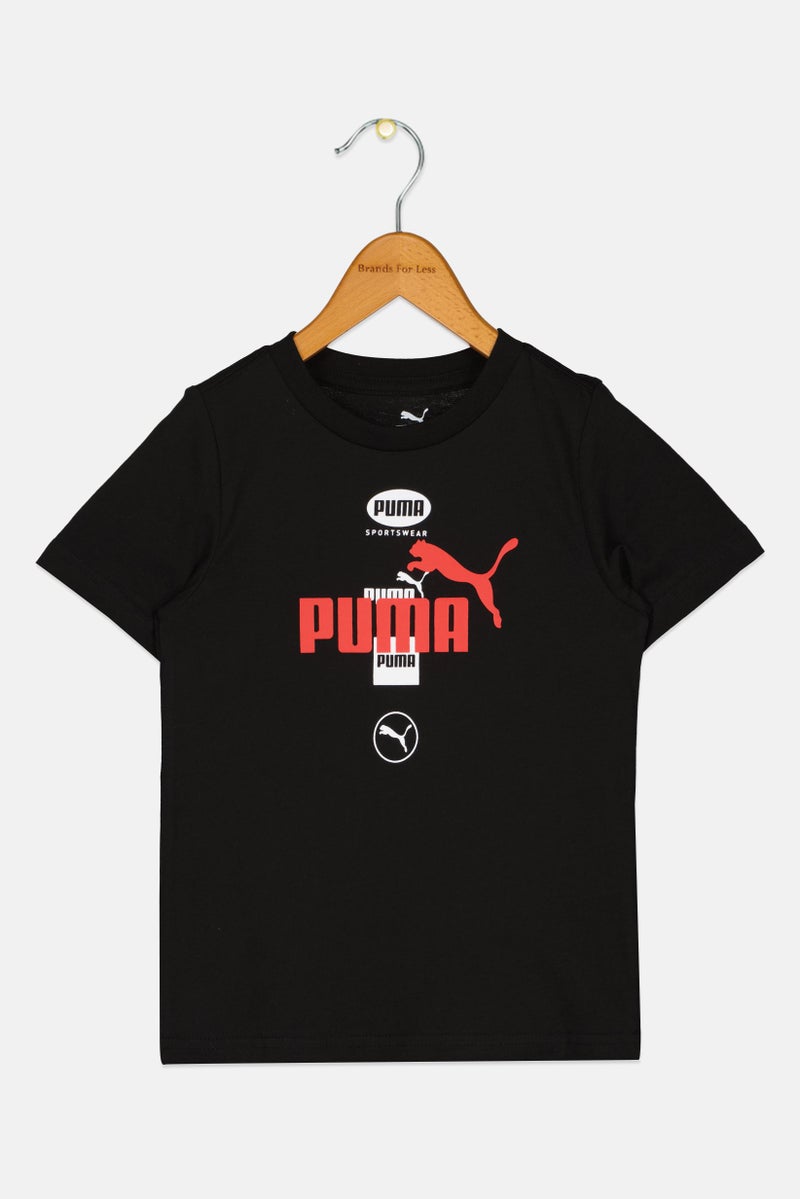 PUMA تي شيرت أولاد قصير الأكمام خارجي للأطفال، أسود - Image 2