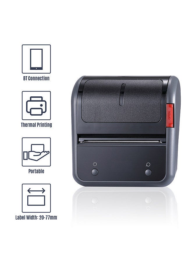 Generic - Portable 80mm Thermal Label Printer BT Label Maker Sticker Machine with Rechargeable Battery Compatible with iOS Android Computer - Image 1