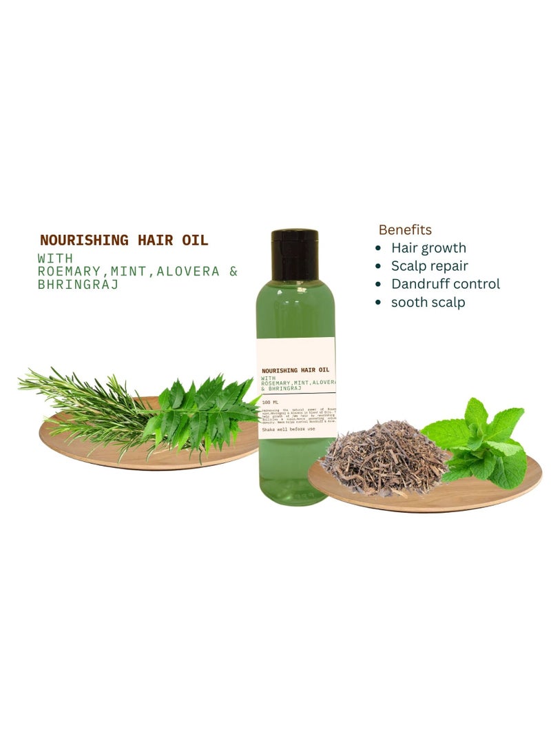 Nourishing Hair Oil With Rosemary ,Mint,Alovera & Bhrinraj