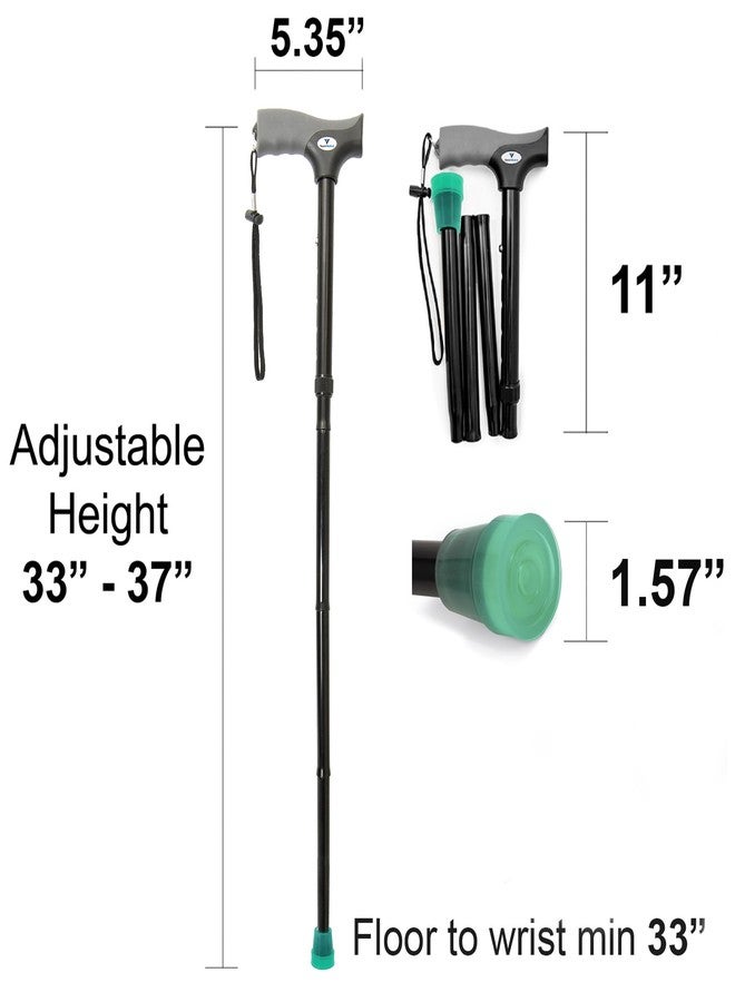 فون عصا المشي القابلة للطي والتعديل الارتفاع من Vaunn Medical Easy Grip™ مع حزام/حقيبة - مساعد مشي صغير الحجم، محمول وآمن (طرف مضيء) - مؤهلة لبرنامج FSA/HSA - Image 2