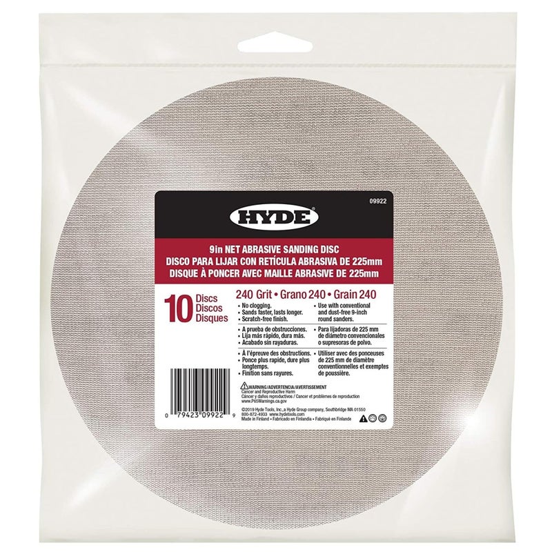 Hyde 09922 9" Disk Abrasive Sanding Net, 240 Grit, 10 pack
