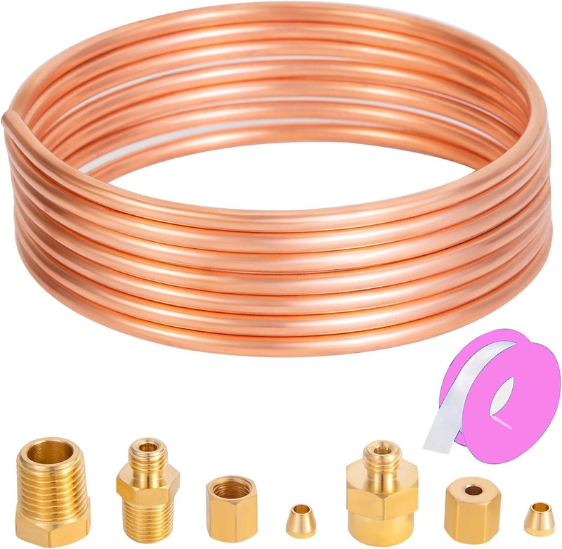 YullSorom 72'' Oil Pressure Gauge Tubing Kit, Set of Copper Tube with Fittings, 9 Pieces - Image 1