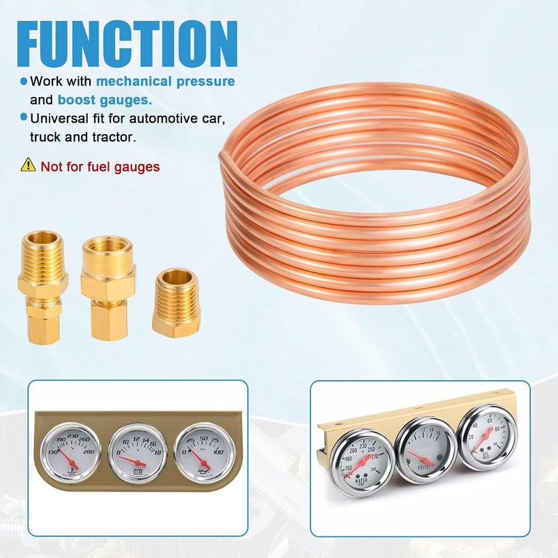 YullSorom 72'' Oil Pressure Gauge Tubing Kit, Set of Copper Tube with Fittings, 9 Pieces - Image 5