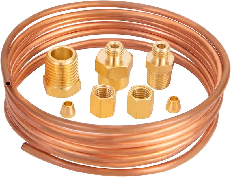 YullSorom 72'' Oil Pressure Gauge Tubing Kit, Set of Copper Tube with Fittings, 9 Pieces - Image 3