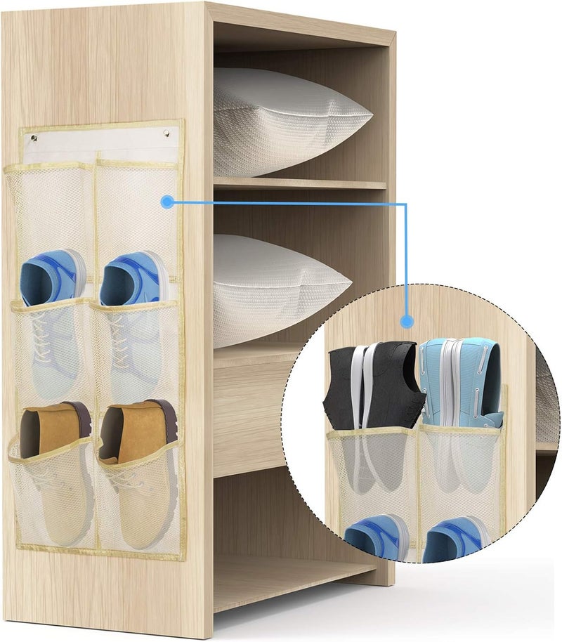 Yocice Wall Mounted Shoes Rack 2Pack/Can Store 6Pairs of Sneakers,with Sticky Hanging Mounts, Shoes Holder Storage Organizer Shelf,Door Shoe Hangers (SM06-Beige-2) - Image 4