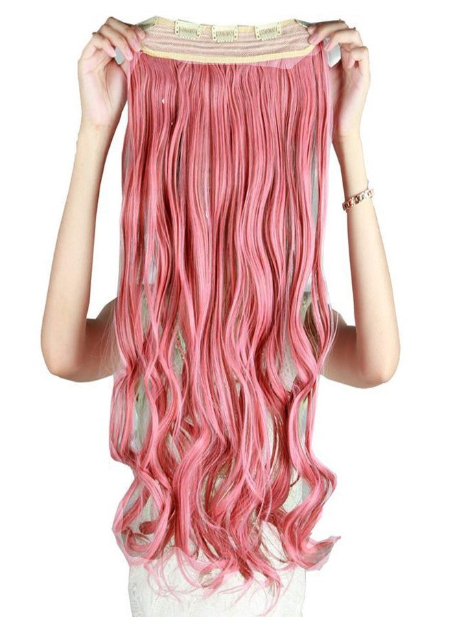 S-noilite Trendy 24"/26" Straight Curly 3/4 Full Head One Piece 5clips Clip in Hair Extensions Long Poplar Style for Xmas Gifts 22colors (24" - Curly, ash pink) - Image 3