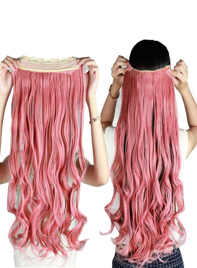 S-noilite Trendy 24"/26" Straight Curly 3/4 Full Head One Piece 5clips Clip in Hair Extensions Long Poplar Style for Xmas Gifts 22colors (24" - Curly, ash pink) - Image 1