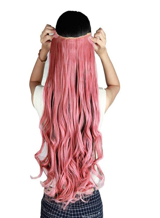 S-noilite Trendy 24"/26" Straight Curly 3/4 Full Head One Piece 5clips Clip in Hair Extensions Long Poplar Style for Xmas Gifts 22colors (24" - Curly, ash pink) - Image 2