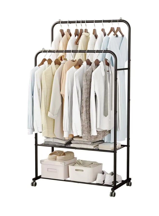 Black 2-Layer Clothing Rack with Wheels - Image 5