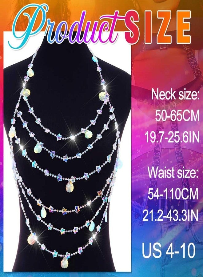 Nicute Mermaid Body Chain Colorful Layered Shoulder Chain Summer Beach Bikini Jewelry Accessories for Women - Image 2