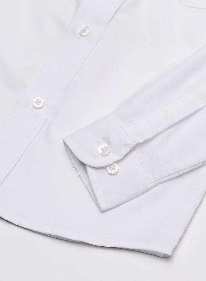 IZOD Boys' Long Sleeve Solid Button-Down Collared Oxford Shirt with Chest Pocket, White, 4 - Image 3