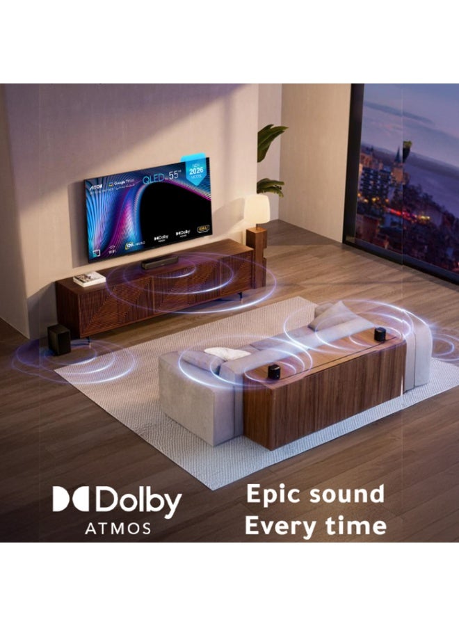Arrow RO‑55LCQ120 55 Inch QLED 4K UHD Smart TV Google TV HDR Dolby Vision Dolby Atmos WiFi HDMI USB - Image 4