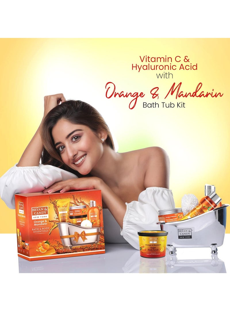 BRYAN & CANDY - Bryan And Candy Orange Mandarin Bath Tub Kit Diwali Complete Spa Experience Shower Gel 300ML Hand And Body Lotion 125ML Body Scrub 100G - Image 1