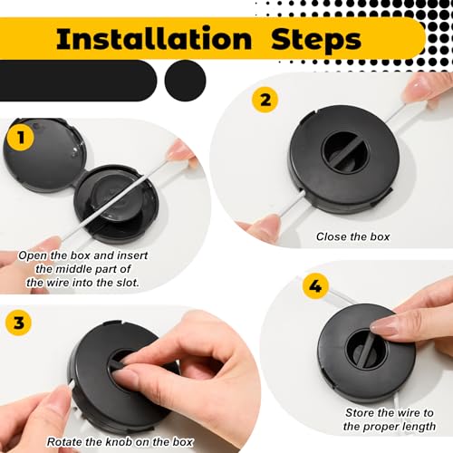 Copkim 9 Pcs Charging Cord Organizer Black Portable Charger Cord Holder Round Storage Cable Winder Retractable Cable Management Flexible USB Reel for Home Office Classroom Wire Charger - Image 5