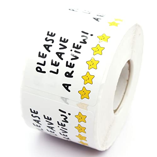 Wailozco Please Leave A Review Stickers,Funny Star Review Sticker for Mailing Envelopes Small Business Shipping Package 500 Labels Per Roll - Image 1
