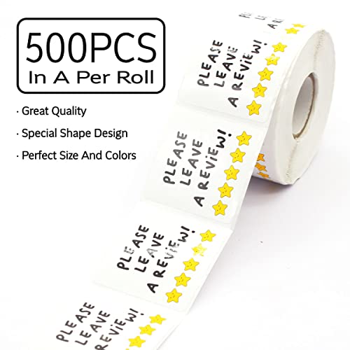 Wailozco Please Leave A Review Stickers,Funny Star Review Sticker for Mailing Envelopes Small Business Shipping Package 500 Labels Per Roll - Image 2
